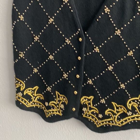Karen Scott Black Vest with Gold Accents - Picture 2 of 5